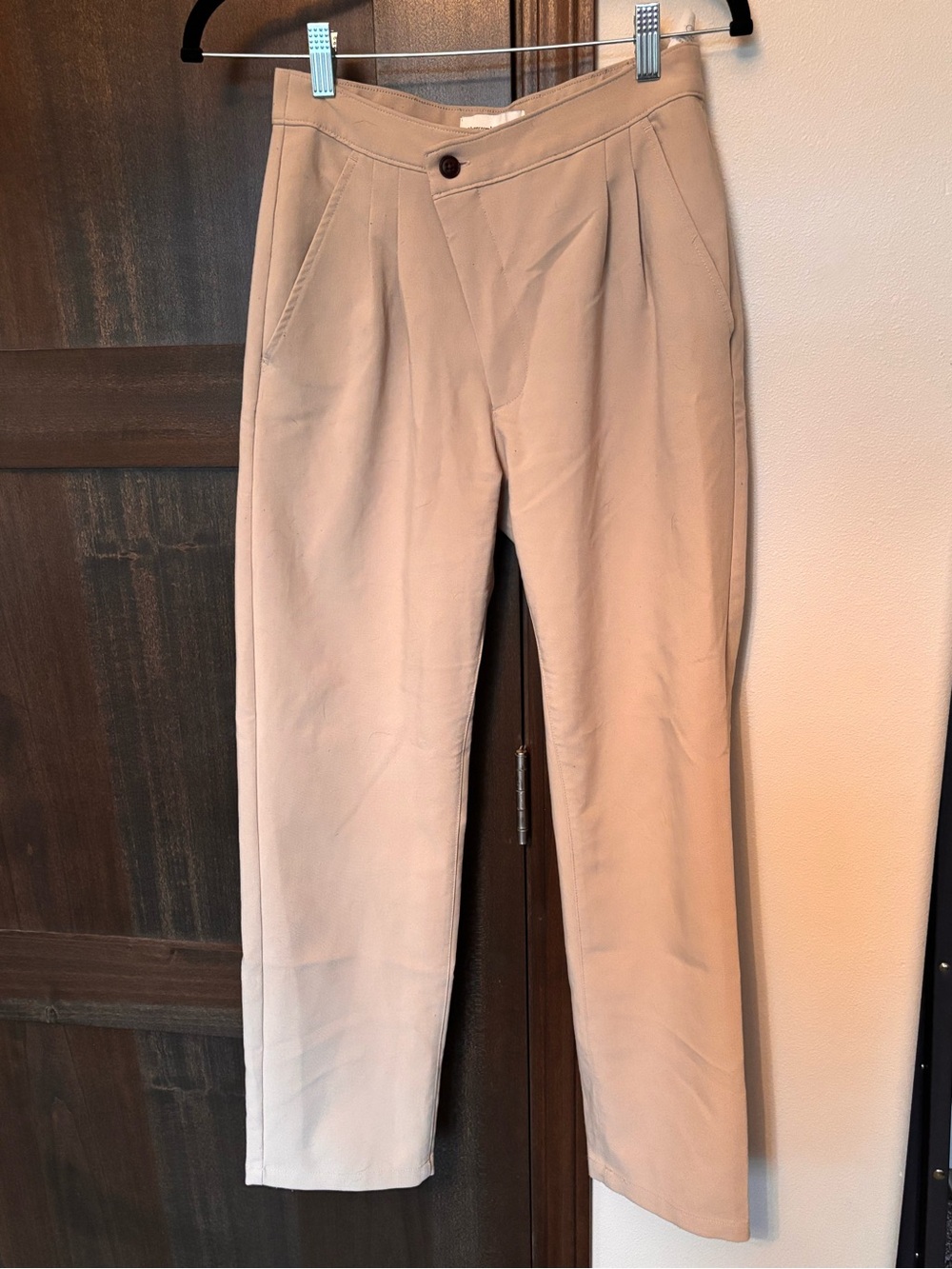 Beige women Pleated Trousers - Classic Tailored Fit